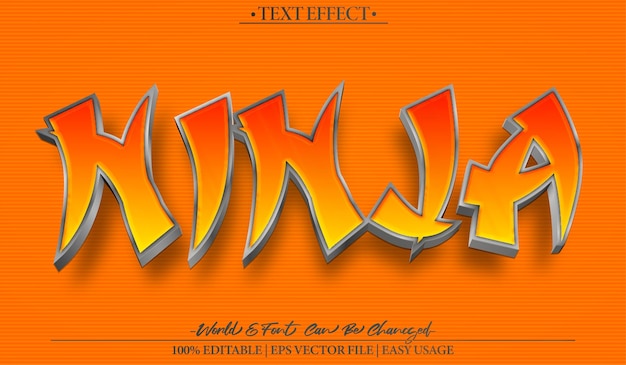 Ninja Vector Text Effect Editable Alphabet Japanese Samurai Katana Fighter