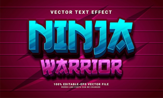 Ninja warrior 3d text effect, editable text style