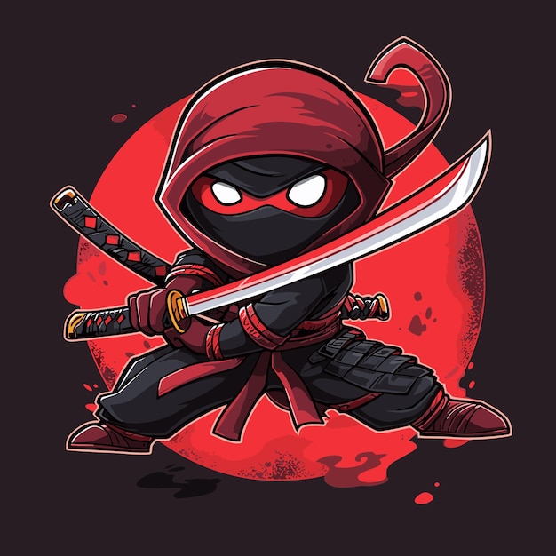 Vector ninja warrior cartoon grafiek op een witte achtergrond