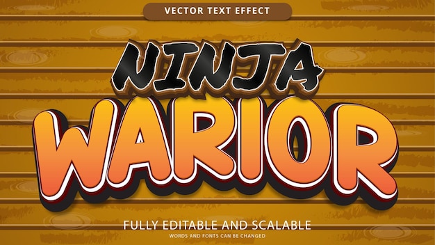 Vector ninja warrior text effect editable eps file