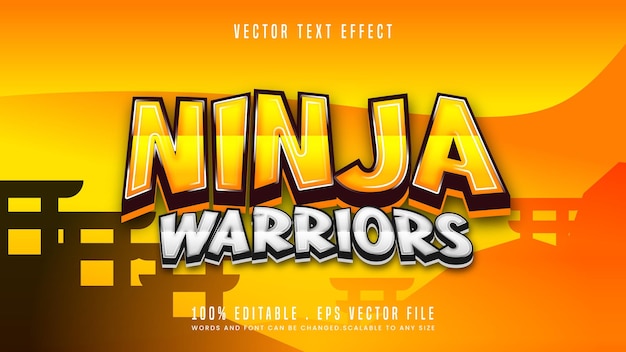 Ninja Warriors 3d редактируемый стиль шрифта с текстовым эффектом