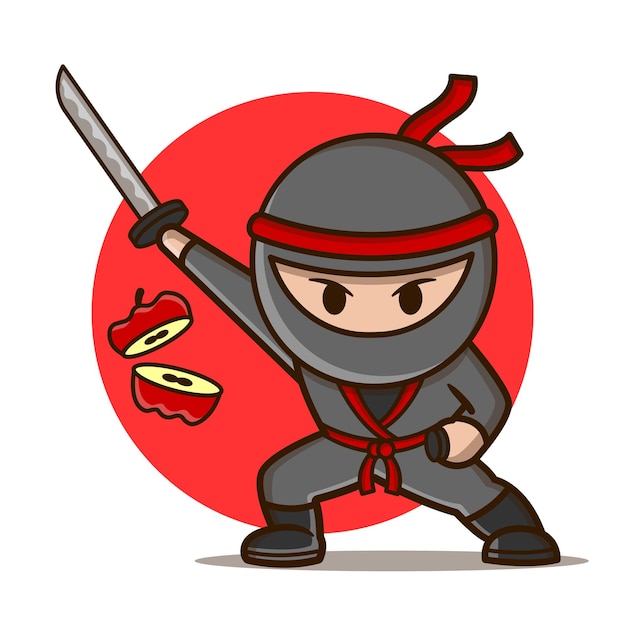 Ninja with katana in vector illustration
