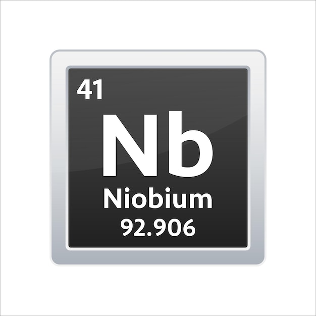 Niobium symbol Chemical element of the periodic table Vector stock illustration