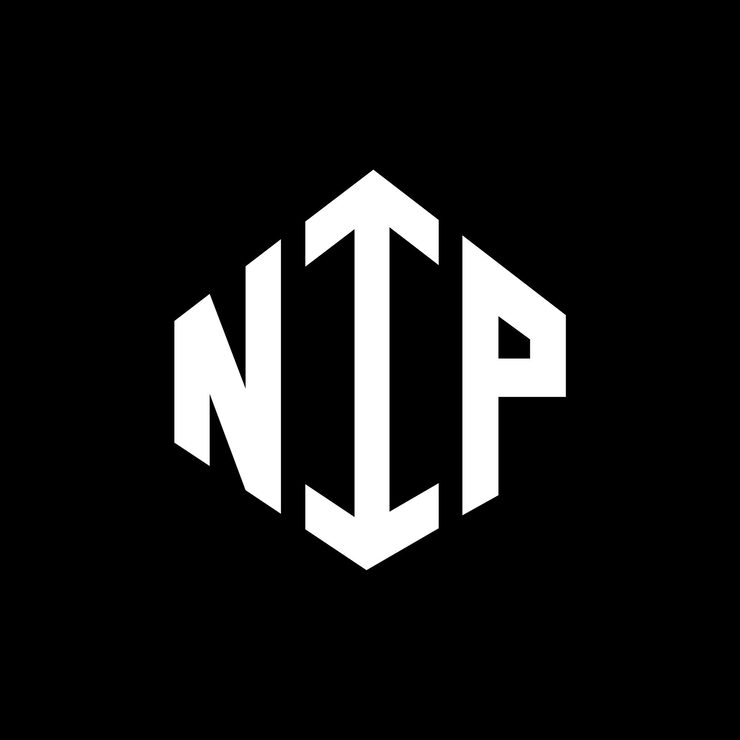 Vector nip 多角形和立方形的字母标志设计 nip 六角形矢量标志模板 白色和黑色 nip 字母标志商业和房地产标志