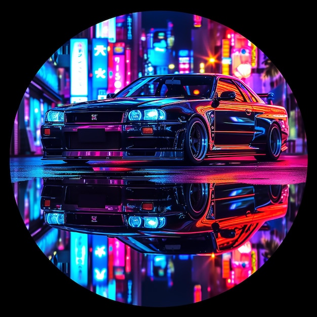 Vector nissan skyline in a circle tshirtdesign