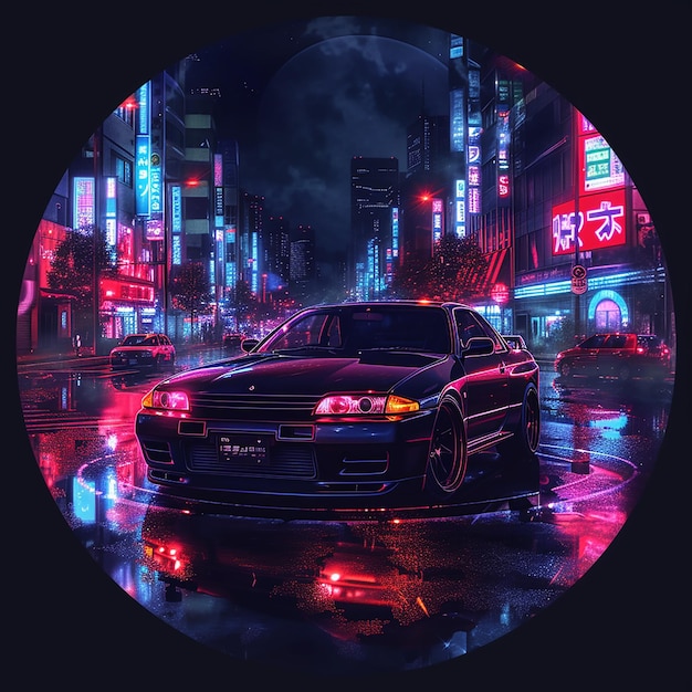 Vector nissan skyline in a circle tshirtdesign