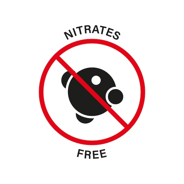 Nitrates free silhouette black icon nitrites in food ingredient stop sign nitrate forbidden symbol