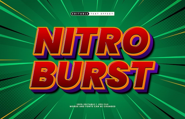 경주 및 속도 텍스트 스타일과 함께 편집 가능한 nitro burst 텍스트 효과