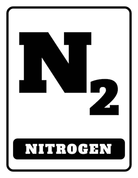 Nitrogen gas symbol on white background drawing by illustration