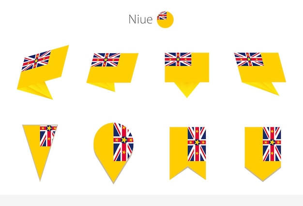 Niue national flag collection eight versions of Niue vector flags