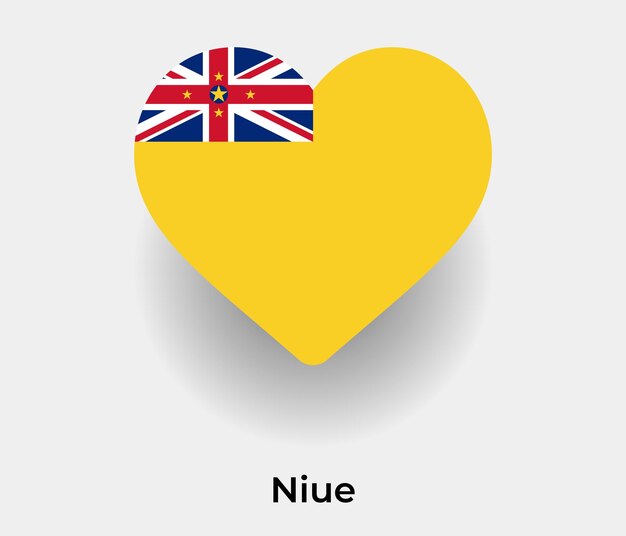 Niue vlag hart vorm pictogram vectorillustratie