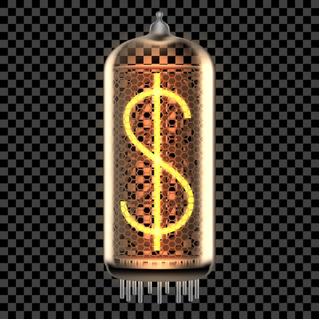 Vector nixie tube indicator lamp with dollar symbol