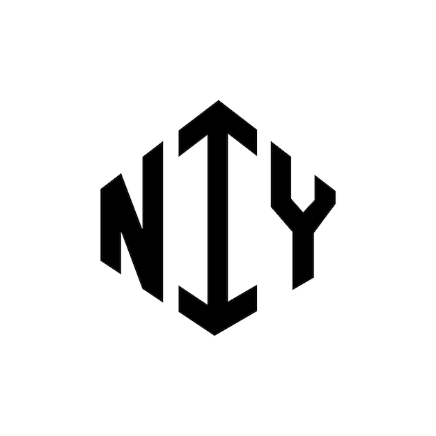 Вектор Дизайн логотипа niy с буквами в форме многоугольника niy многоугольный и кубический дизайн логотипа niy шестиугольный векторный шаблон логотипа белые и черные цвета niy монограмма бизнес и логотип недвижимости
