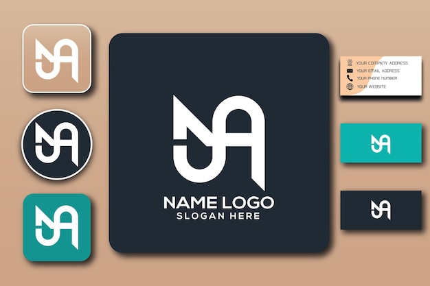 NJA monogram logo template color editable