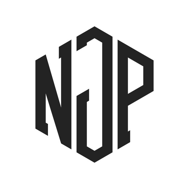 NJP 로고 디자인 초기 글자 NJP 모노그램 로고는 육각형 모양을 사용합니다.