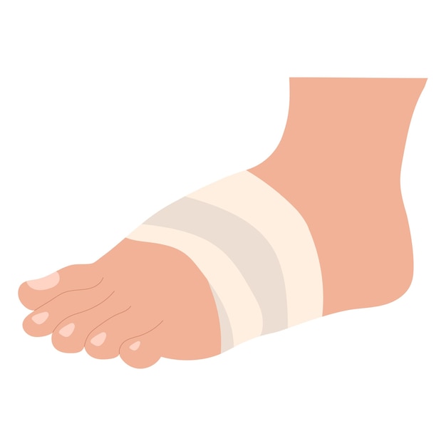 Vector njured ankle with bandage