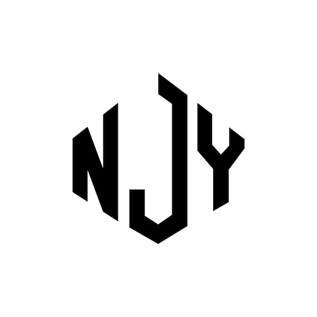 Vettore disegno del logo a lettera y con forma di poligono njy poligono e forma di cubo disegno del logo njy esagono vettoriale modello del logo colori bianco e nero njy monogramma business e logo immobiliare njy