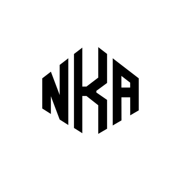 ベクトル nkaのロゴデザインはnkaポリゴンとキューブの形状でnkaヘクサゴン (六角形) ベクトル (ベクトル) のロゴデザインnkaモノグラム (黒と白) ビジネスと不動産のロゴです