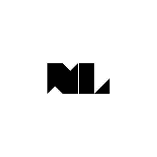 NL 모노그램 로고 디자인 문자 텍스트 이름 기호 흑백 로고 타입 알파벳 문자 간단한 로고