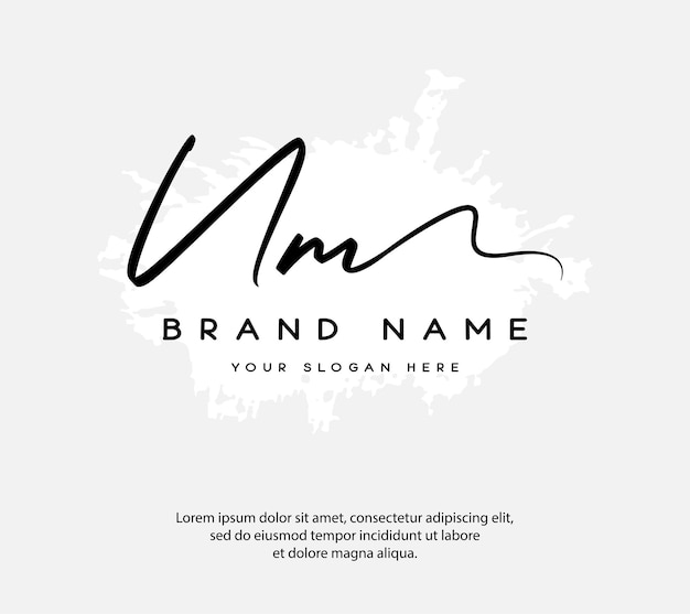 nm initial letter handwriting and signature logo