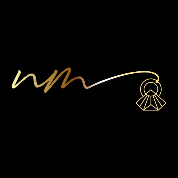 Nm initial logo wedding  handwriting jewelry logo vector template