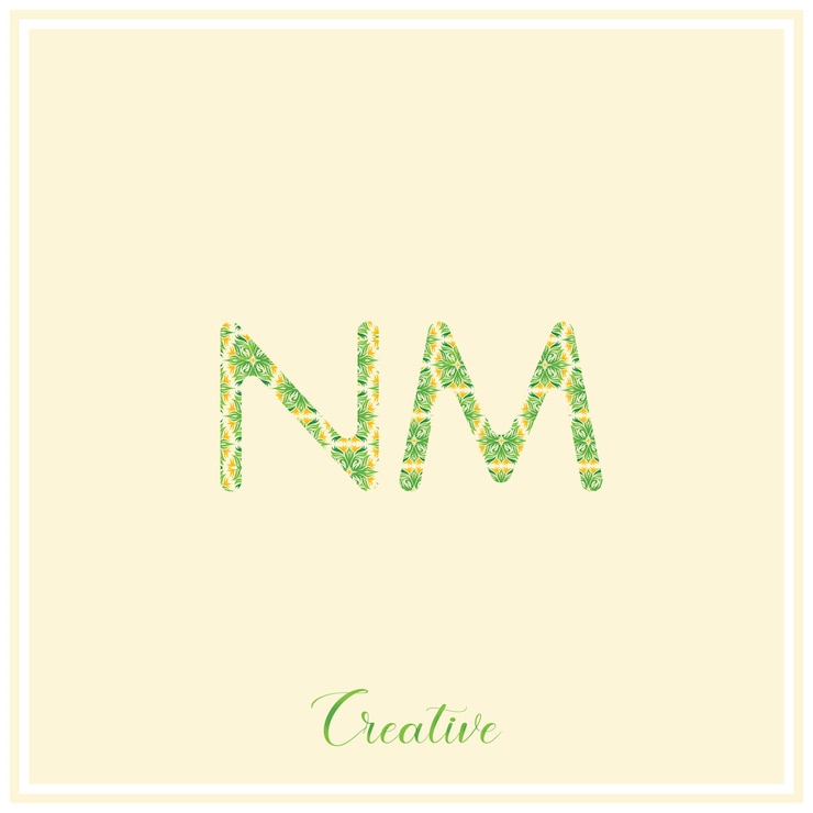 वेक्टर nm natural green logo latter logo design vector illustration creative logo minimal logo monogram