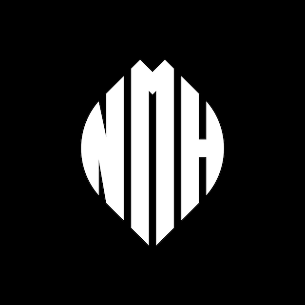 Vector nmh cirkel letter logo ontwerp met cirkel en ellips vorm