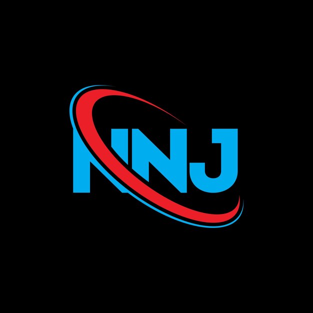 Vector nnj logo nnj brief nnj letter logo ontwerp initialen nnj logotype gekoppeld aan cirkel en hoofdletters monogram logotype nnj typografie voor technologiebedrijf en vastgoedmerk