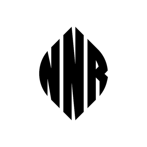 ベクトル 円とエリプスの形状の nnr エリプス文字とタイポグラフィックスタイルの3つのイニシャルが円のロゴを形成する nnr 円のエンブレム アブストラクト モノグラム 文字マーク ベクトル