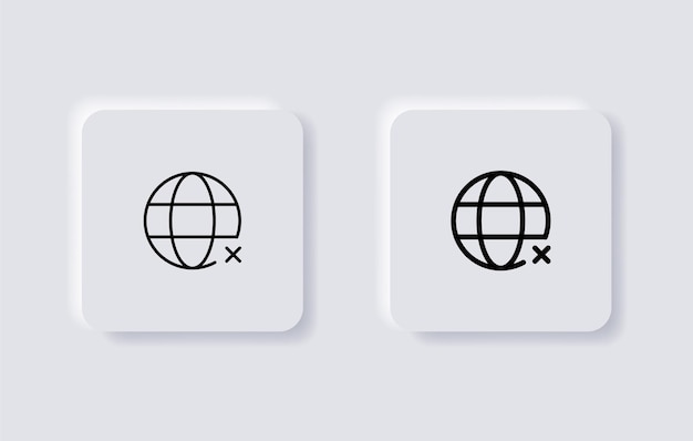 no access web globe icon network internet in neumorphism buttons or neumorphic style ui ux app icons