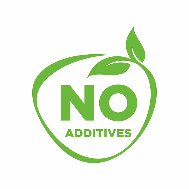 Vector no additives sign for healthy natural food products label vector isolated pictogram with plant leaf