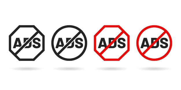 Vector no ads forbidden icons or ad blocker symbols