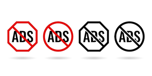 Vector no ads icon or no ads sign and no ads forbidden icon