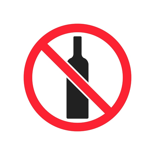 No Alcohol Drink Ban Sign Icon Isolated Vector Illustration