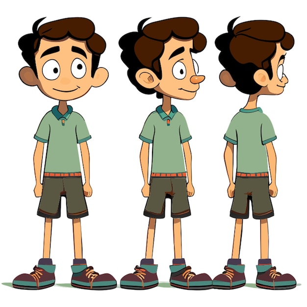 Vector no background side view and back view of a pretty asia boy full bodyincluding head and feet summer