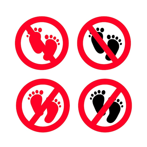 No barefoot sign. Not walk sign