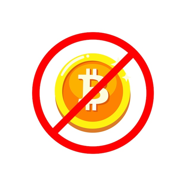 No Bitcoin Cryptocurrency not allowed symbol icon cartoon illustration vector on white background