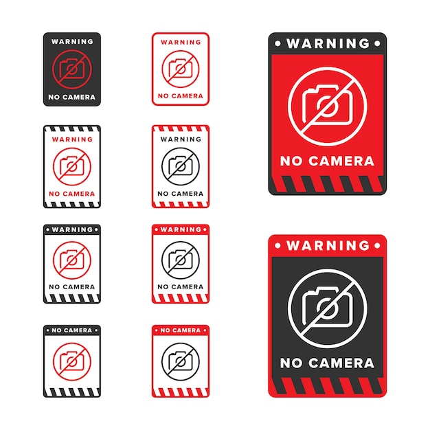 No camera stop camera icon sign vector