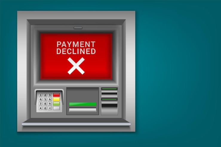 Vector no cash at atm declined payment atm on the street informs about the lack of cash error