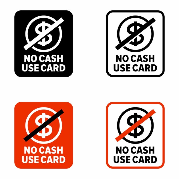 No cash use card shop and payment information sign