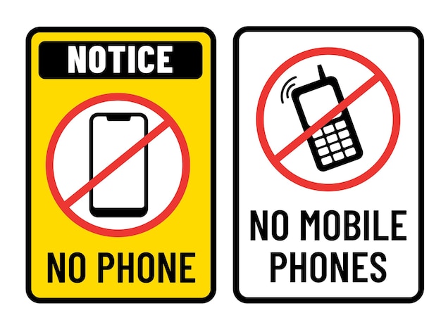 No cell phones allowed here print ready sign vector