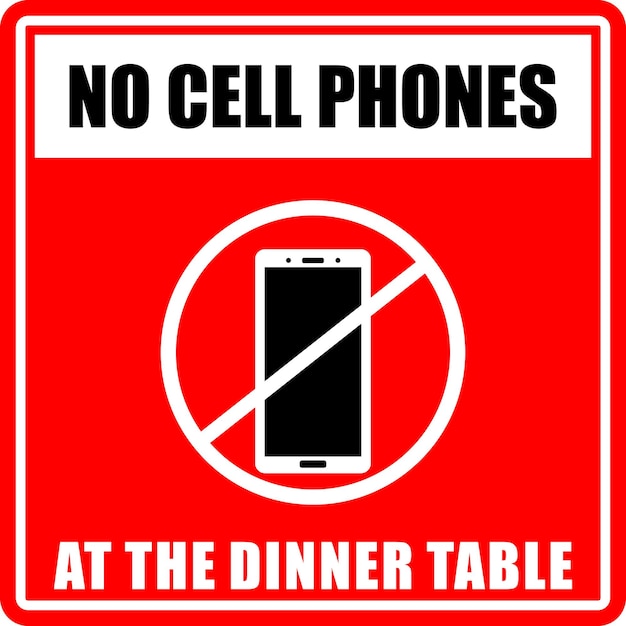 No cell phones at the dinner table sticker vector
