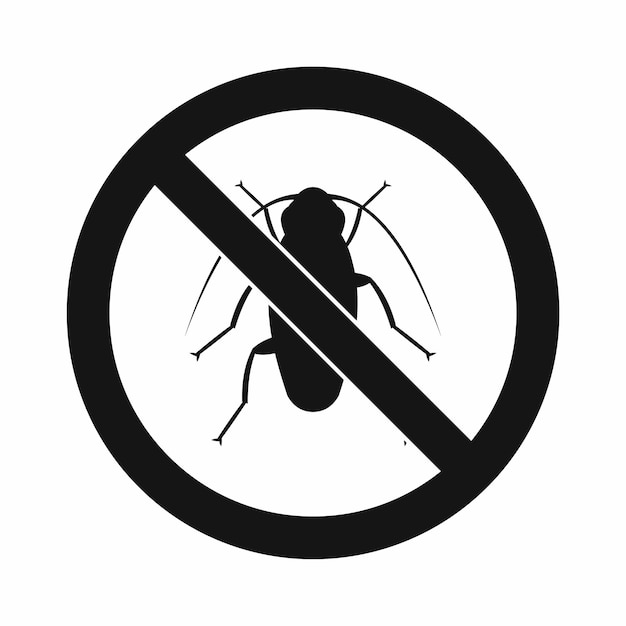 No cockroach sign icon in simple style isolated on white backround