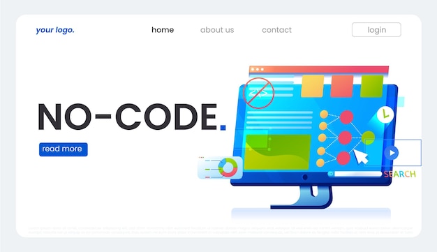 No code banner. Vector concept illustration.