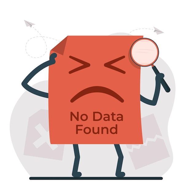 No data concept Illustration showing data error missing files and corrupted documents symbolizing