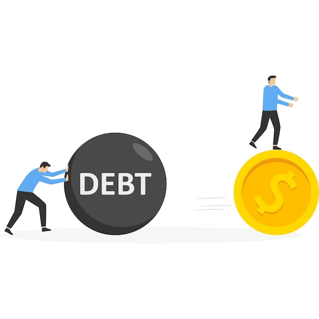 No debt keeps moving forward Vector illustration in flat style