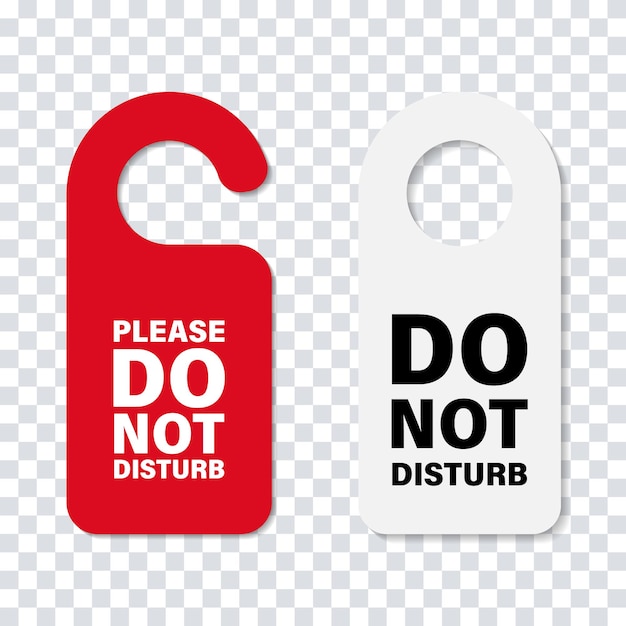 Vector do no disturb handle door sign. isolated hotel service cardboard sign. hotel door message.