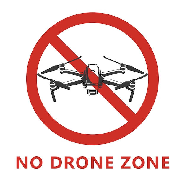 No drone zone sign No drones icon vector Flights with drone prohibited Vector illustration