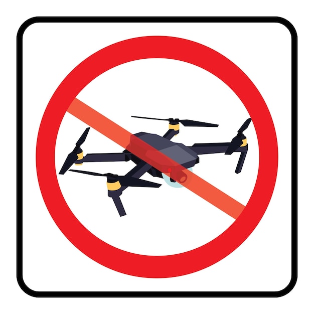 No drone zone sign No drones icon vector Flights with drone prohibited