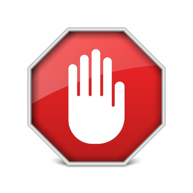 Vector no entry hand sign on white background